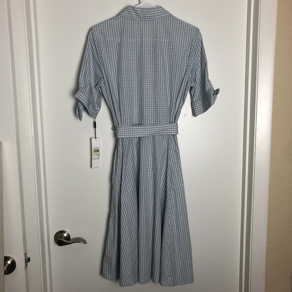 Calvin Klein Button Front Gingham Midi Shirt Dress - Picture 7 of 8
